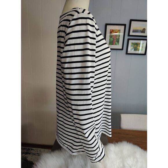MNG by Mango Cotton Blend Black and Cream Striped Long Sleeve Sweater - Picture 2 of 5